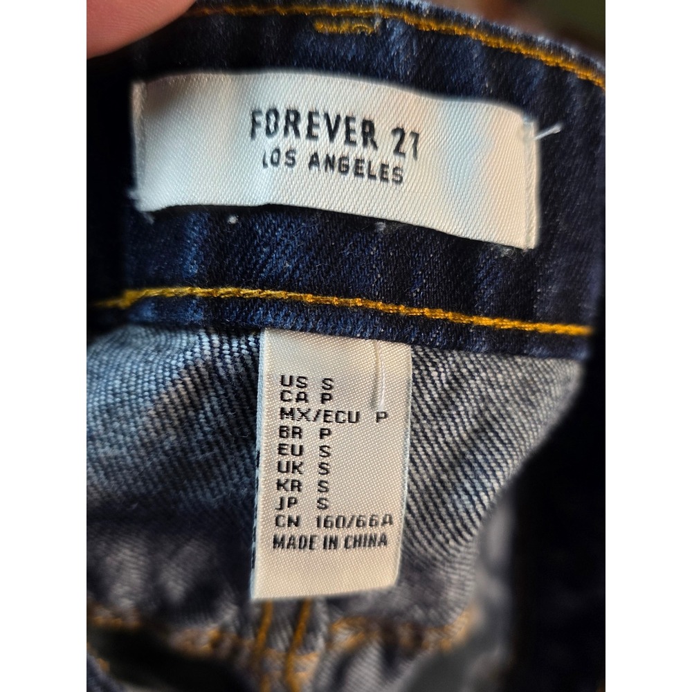 Forever 21 Small dark Button Front Denim Mini Skirt Raw Hem Indie Y2K festival - Picture 3 of 7